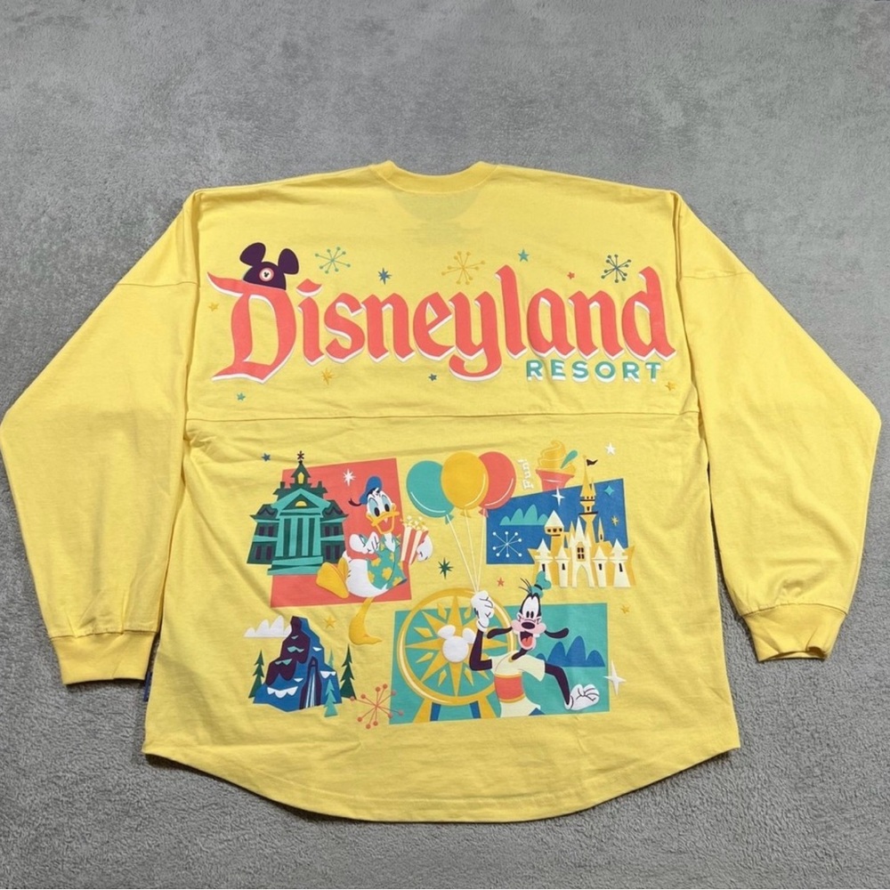 Disneyland Resort Disney Spirit Jersey Yellow Long Sleeve Tee Medium oversized